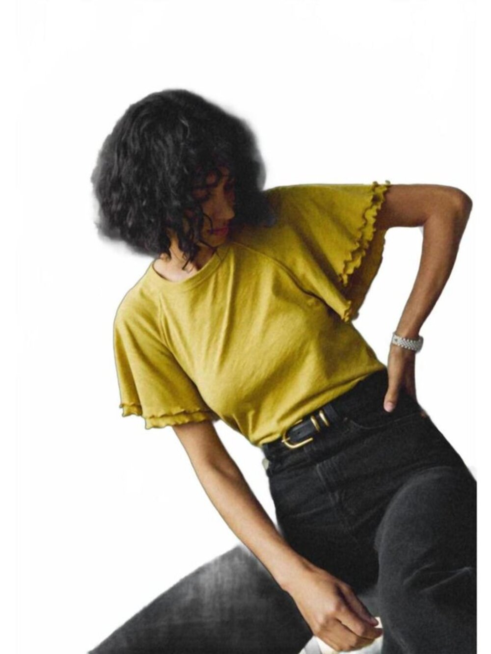 Nation LTD Macy Raglan Flutter Sleeve Top in Antique Gold Size M